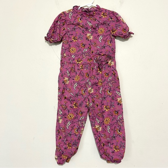 Janie and Jack Pink Violet Floral Ruffle Jumpsuit SIZE 4 - Picture 2 of 4